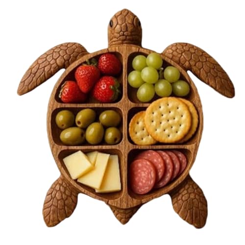 Duroecsain Charcuterie Platte | Schildkröten Servierbrett für Wurst & Käse - Holzbrett für Snacks Fleisch Brot Obstplatte Teller Tischdekoration von Duroecsain