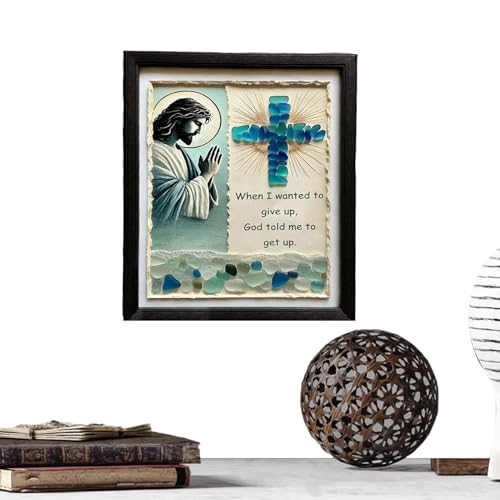 Duroecsain Christliche Wandkunst aus Meeresglas, christliche Wanddekoration, christliche Bilder, Dekoration aus Meeresglas, Holzrahmen, inspirierender Kruzifix-Stil, Bild Duroecsain Christliche Wandkunst aus Meeresglas, christliche Wanddekoration, christliche Bilder, Dekoration aus Meeresglas, Holzrahmen, inspirierender Kruzifix-Stil, Bild von Duroecsain