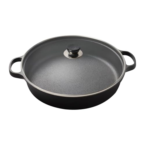 Duroecsain Eierpfanne | Pfanne aus Gusseisen mit transparentem Deckel | zum Frittieren mit isoliertem Griff für Omeletts, Steak, Abendessen, Snacks, Frühstück von Duroecsain