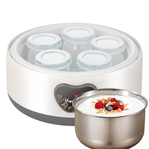 Duroecsain Elektrische Joghurt-Hersteller-Maschine, Joghurt-Maker – Wiederverwendbarer Behälter mit Deckel 5 Tassen Joghurt-Maker, Joghurtbehälter, Inkubator Duroecsain Elektrische Joghurt-Hersteller-Maschine, Joghurt-Maker – Wiederverwendbarer Behälter mit Deckel 5 Tassen Joghurt-Maker, Joghurtbehälter, Inkubator von Duroecsain