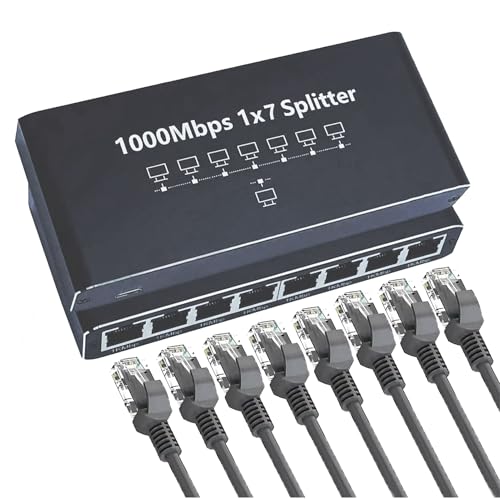 Duroecsain Ethernet-Hub, Verteiler für Ethernet-Kabel, 8 Ports | Adapter und Extender, hohe Geschwindigkeit, 1000 Mbit/s, tragbar, anschließen und spielen für Streaming auf Computer, Laptop und Duroecsain Ethernet-Hub, Verteiler für Ethernet-Kabel, 8 Ports | Adapter und Extender, hohe Geschwindigkeit, 1000 Mbit/s, tragbar, anschließen und spielen für Streaming auf Computer, Laptop und von Duroecsain