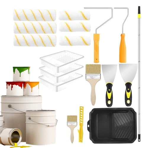 Duroecsain Farbroller | Multifunktionales Malerrollen-Set Mit Teleskopstiel,Werkzeug Für Projekte An Wänden Decken Schränken Türen Und Nacharbeiten Für Glatte Anstriche Duroecsain Farbroller | Multifunktionales Malerrollen-Set Mit Teleskopstiel,Werkzeug Für Projekte An Wänden Decken Schränken Türen Und Nacharbeiten Für Glatte Anstriche von Duroecsain