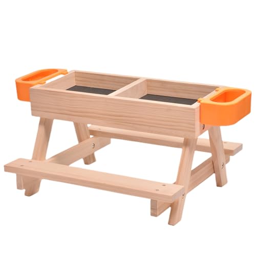 Duroecsain Futterstation für Hühner – Tränke für den Außenbereich, Anti-Spiping für Hühner mit Tisch aus Holz | Zubehör für Hühner für Enten, Wachteln und Bachlauf, mit System von Duroecsain