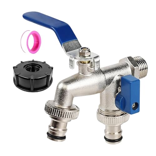 Duroecsain Gartenschlauch Verteiler | Wasserhahn Adapter Mit Absperrventilen | Metall-Zinklegierung Außenzapfhahn Für Garten Gewächshaus Auto Waschen von Duroecsain