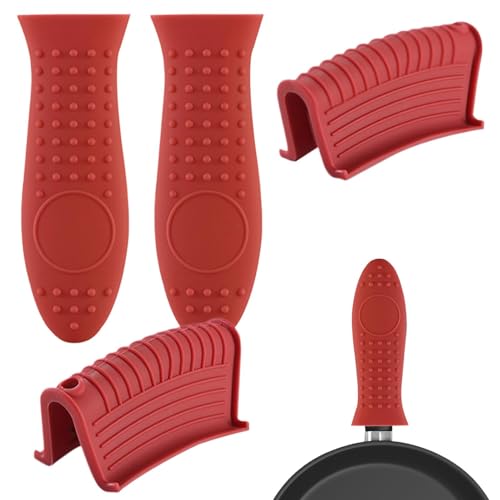 Duroecsain Griffdeckel für Töpfe und Pfannen, Griffdeckel aus Gusseisen – 4 x Topfgriffhülsen aus Silikon, Deckel für Pfannengriffe, Halterung von Duroecsain