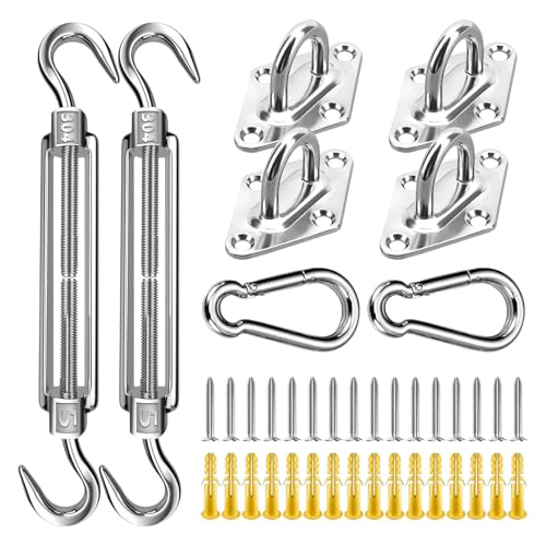 Duroecsain Haken und Clips für die Sonne, Hardware-Kit | Patio Sonnensegel Hardware Kit, robuste Kleiderstange, Haken aus Edelstahl, Zubehör zur Befestigung für Pool Duroecsain Haken und Clips für die Sonne, Hardware-Kit | Patio Sonnensegel Hardware Kit, robuste Kleiderstange, Haken aus Edelstahl, Zubehör zur Befestigung für Pool von Duroecsain
