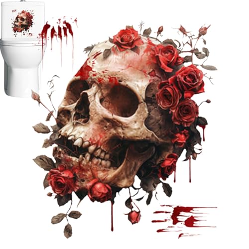 Duroecsain Halloween-Aufkleber für Toilettendeckel, Blumenschädel-Aufkleber, Horrorkunst-Wandaufkleber, Totenkopf-Badezimmeraufkleber, Sitz-Aufkleber Duroecsain Halloween-Aufkleber für Toilettendeckel, Blumenschädel-Aufkleber, Horrorkunst-Wandaufkleber, Totenkopf-Badezimmeraufkleber, Sitz-Aufkleber von Duroecsain