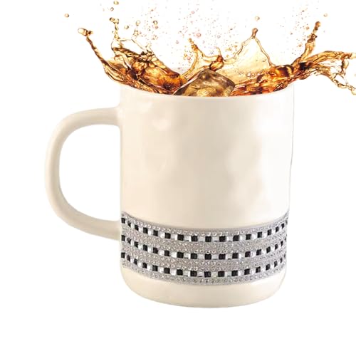 Duroecsain Kaffeetasse mit Strass, Mehrzweck-Teetassen, 300 ml, Kaffeetassen, Keramikbehälter für Tee und Milch, zum Teilen mit Paaren oder Freunden Duroecsain Kaffeetasse mit Strass, Mehrzweck-Teetassen, 300 ml, Kaffeetassen, Keramikbehälter für Tee und Milch, zum Teilen mit Paaren oder Freunden von Duroecsain