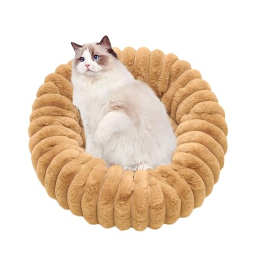 Duroecsain Katze Donut Bett | Waschbare Kuschelige Runde Katzen Lounge - rutschfeste Plüsch Tier Sofa Für Büro Schlafzimmer Wohnzimmer Wohnung Boden Indoor Outdoor von Duroecsain