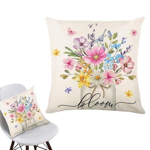 Duroecsain Kissenbezüge, 18 x 18 cm, Blumen, Kissenhülle mit Blumenmuster, 18 x 18 cm, aus weichem Leinen, mit Frühlingsblumenmotiv, für Sofa, Terrasse, Garten, Dekoration Duroecsain Kissenbezüge, 18 x 18 cm, Blumen, Kissenhülle mit Blumenmuster, 18 x 18 cm, aus weichem Leinen, mit Frühlingsblumenmotiv, für Sofa, Terrasse, Garten, Dekoration von Duroecsain