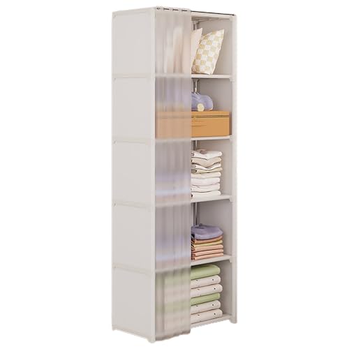 Duroecsain Kleiderschrank, Stoffschrank mit Ablagen, 40 x 28 x 155 cm, Stoffkleiderschrank mit Abdeckung von Duroecsain