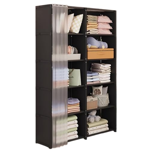 Duroecsain Kleiderschrank, Stoffschrank mit Ablagen, 80 x 28 x 155 cm, Stoffkleiderschrank mit Abdeckung von Duroecsain