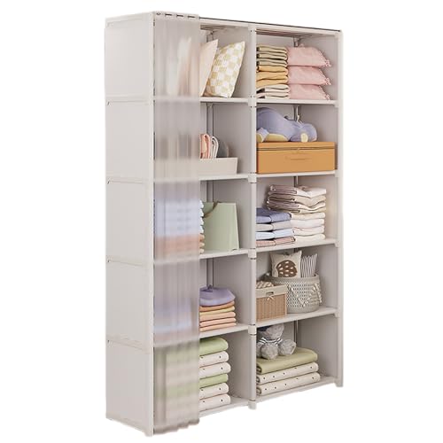 Duroecsain Kleiderschrank, Stoffschrank mit Ablagen, 80 x 28 x 155 cm, Stoffkleiderschrank mit Abdeckung von Duroecsain