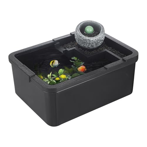 Duroecsain Kleines Aquarium mit integriertem Filter und Beleuchtung – Mini-Aquarium für Büro, antikes Mini-Aquarium mit USB-Pumpe & Beleuchtung für Aquaponik, Quallen, Büro, Bibliothek, Schlafzimmer von Duroecsain