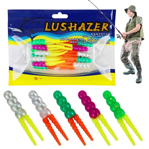 Duroecsain Köder Für Angeln Weich - T-Schwanz Grub Wurm Köder - T-Schwanz Grub Wurm Köder Set Mit 20 Stück Für Süßwasser Und Salzwasser Angelausrüstung von Duroecsain