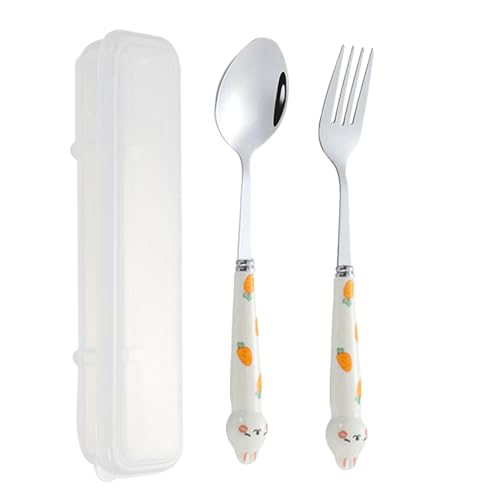 Duroecsain Küchenhelfer Sets Edelstahl Besteck Set Cute Kaninchen | Besteckset aus Edelstahl | Haushalts-Silber-Set, Löffel und Gabel Set Duroecsain Küchenhelfer Sets Edelstahl Besteck Set Cute Kaninchen | Besteckset aus Edelstahl | Haushalts-Silber-Set, Löffel und Gabel Set von Duroecsain