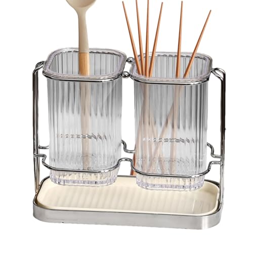 Duroecsain Küchenwerkzeughalter, Essstäbchenhalter, moderner Löffel-Gabelhalter, transparenter Spatel-Werkzeughalter, Besteck-Aufbewahrungsbox, Behälter von Duroecsain