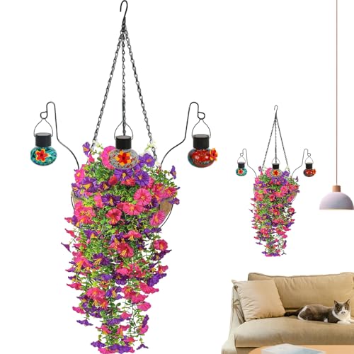 Duroecsain Künstliche Blumenkörbe – Korb aus künstlichen Blumen für Vögel, künstliche Pflanzen und Laub, für Wand, Hof, Veranda, Tür, Garten, Frühling, Herbst, Pavillon Duroecsain Künstliche Blumenkörbe – Korb aus künstlichen Blumen für Vögel, künstliche Pflanzen und Laub, für Wand, Hof, Veranda, Tür, Garten, Frühling, Herbst, Pavillon von Duroecsain
