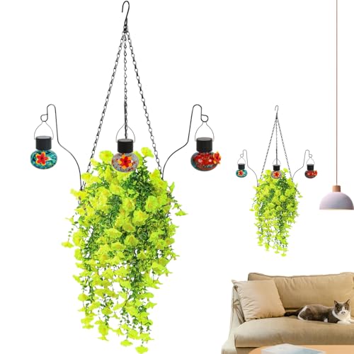 Duroecsain Künstlicher Blumenkorb, realistisch, mit Vogelfutterstation, Zubehör für Gartenvögel, für Balkon, Terrasse, Pergola, Frühling und Herbst Duroecsain Künstlicher Blumenkorb, realistisch, mit Vogelfutterstation, Zubehör für Gartenvögel, für Balkon, Terrasse, Pergola, Frühling und Herbst von Duroecsain