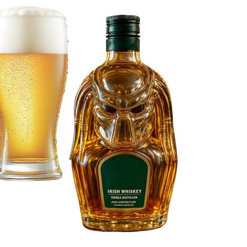 Duroecsain Likörflasche – Dekanter für Alkohol, 300 ml, mit auslaufsicherem Deckel, auslaufsicherer Deckel, 3D-Design, für Getränke, Keller, Haus, Versammlung und von Duroecsain