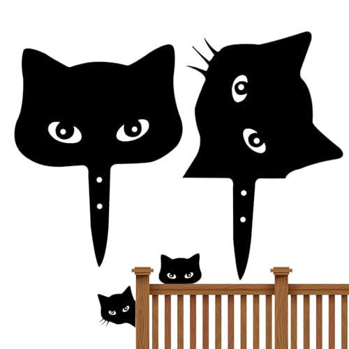 Duroecsain Metal Cat Yard Stakes, Cat Garden Stage, Metall-Statuen, dekorative Metall-Statuen, Landschaftsdekoration, hohles Kätzchen, Außenfigur für Teich, Terrasse, von Duroecsain