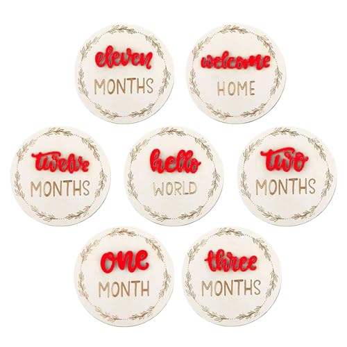Duroecsain Monatliche Ankündigungskarte für Babys, 3D-Fotomarker, 7 Stück, dekorative Monatsmarkierungen, Holzkarten für Fotos von Babys und Kindern Duroecsain Monatliche Ankündigungskarte für Babys, 3D-Fotomarker, 7 Stück, dekorative Monatsmarkierungen, Holzkarten für Fotos von Babys und Kindern von Duroecsain