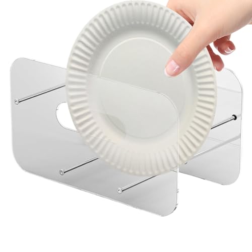Duroecsain Plattenspender aus Papier | platzsparende Aufbewahrung für Teller | Halterung für Besteck, Servietten und Utensilien aus Acryl für Zuhause von Duroecsain