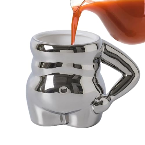 Duroecsain Porzellan Kaffeetassen | Porzellan Kaffeetassen | Handgemachte Exzenter-Kaffeetassen mit großem Bauch | Glatte Porzellan-Tasse spülmaschinengeeignet für Milchtee von Duroecsain