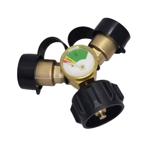 Duroecsain -Tank-Splitter, 2-Wege- -Tank-Splitter, mit Manometer, auslaufsicheres Ventil, Zubehör für tragbare Öfen, Heizungen und Camping von Duroecsain