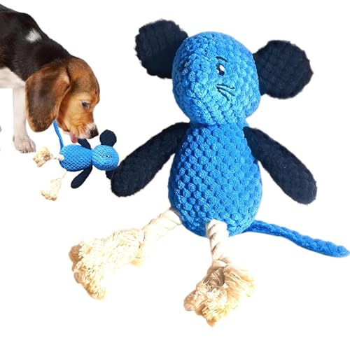 Duroecsain Quietschendes Spielzeug für Hunde, weiches Hundespielzeug, interaktives Beißspielzeug, quietschende Mausform – unzerstörbare Welpenlieferungen mit knirschendem Klang, hart für das Spielen von Duroecsain