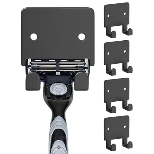 Duroecsain Rasiererhalter für Dusche, Rasierer – Rasierständer aus schwerem Metall, multifunktionaler Badezimmerorganizer, 5 x Klebehaken für hinter der Küche und der Tür des von Duroecsain