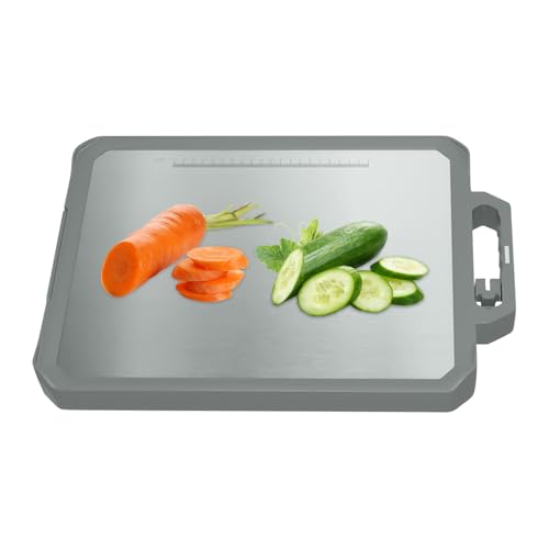 Duroecsain Schneidebrett für Fleisch, doppelseitig, Schneidebretter aus Metall, rutschfest, lebensmittelecht, für die Zubereitung von Gemüse, Kochen, Restaurant, Camping, im Freien von Duroecsain