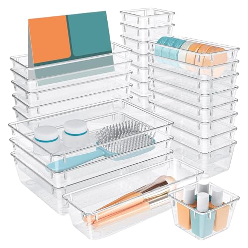 Duroecsain Schubladen-Organizer, transparente Trennwände für Organisation | 25 Trennboxen für Küchenutensilien, Schmuck, Speisekammer, Kommode, Schrank und Duroecsain Schubladen-Organizer, transparente Trennwände für Organisation | 25 Trennboxen für Küchenutensilien, Schmuck, Speisekammer, Kommode, Schrank und von Duroecsain