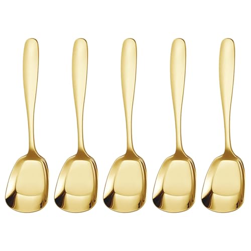 Duroecsain Servierlöffel mit quadratischem Kopf aus Edelstahl, Servierlöffel mit quadratischem Kopf aus Edelstahl | Esslöffel | dicker Zuckerlöffel, Esslöffel, Löffel von Duroecsain