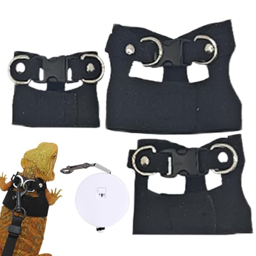 Duroecsain Set mit Barbu-Drachengeschirr und Zugseil, Reptiliengeschirr und Leinen-Set | einziehbares Zugslecker für Barbudrachen | Kleine Haustier-Supplies Hooness für von Duroecsain