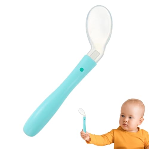 Duroecsain Soft Baby Scoop, Fütterung von Löffeln für die Lebensmittel, Löffel mit weichem langem Griff, Trainingsnahrung, tragbarer Tischtisch für die von Duroecsain