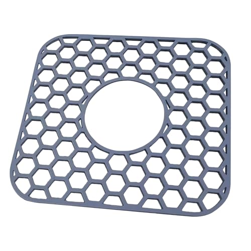 Duroecsain Spülbecken Matte | Siliconeinlage Mit Zapfenabdeckung - Rutschfeste Schnellentwässernde Unterlage Mit Mittiger Entwässerung Spülbecken Einlage Geschirr Ablage Küchenzubehör von Duroecsain