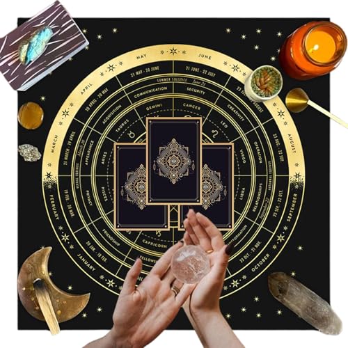 Duroecsain Tarot-Stoff zum Lesen, Tarotkartenstoff, quadratischer Gesellschaftsspielteppich – zarter Astrologie-Orakelteppich, Gesellschaftsspielteppich aus elegantem Samt zum Lesen von Duroecsain