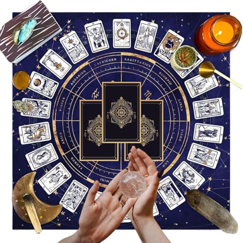 Duroecsain Tarotkartenstoff, Tarot-Tischdecke | quadratischer Gesellschaftsspielteppich | Zarter Astrologie-Orakelteppich, Gesellschaftsspielteppich aus elegantem Samt zum Lesen des Tarots von Duroecsain