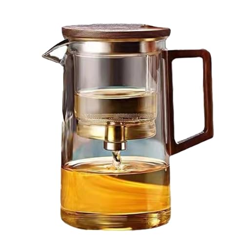 Duroecsain Teekanne mit Teesieb, Teekanne aus Glas mit Griff, Teekessel mit Wassertrennung, Teekanne aus Glas | Ergonomische Teekanne mit Holzgriff, Geschirrspüler, Magische Teekanne für von Duroecsain