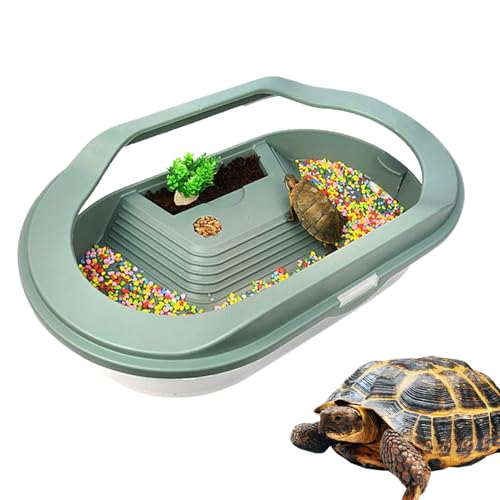 Duroecsain Terrarium für Schildkröten | Aquarium für Reptilien, Zuchtbox mit unterer Drainage, Sonnenterrarium und transparenter Deckel für kleine Reptilien wie Geckos, Krabben von Duroecsain
