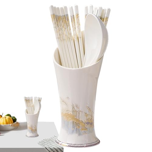 Duroecsain Utensilienhalter für die Party, Besteckhalter für die Party, Küchenutensilienhalter mit Drainage, multifunktionale Essstäbchen mit großer Kapazität finden sich zum Kochen von Duroecsain