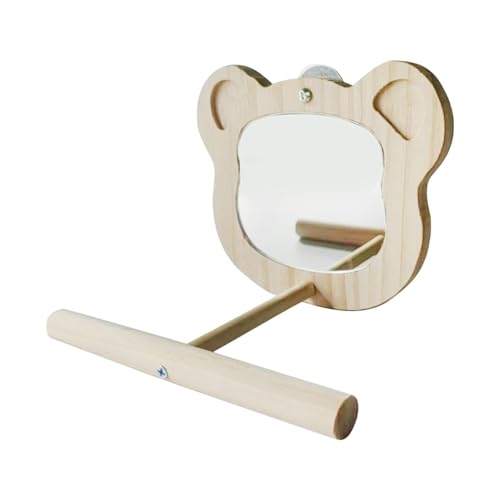 Duroecsain Vogelstange mit Spiegel, Vogelspiegel mit Sitzstange – Swing-Tie aus Holz | Interactive Toys Käfige Zubehör für Papageien Parakeet Budgeties Schlafplätze von Duroecsain