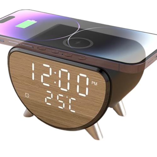 Duroecsain Wecker, kabellose Ladestation mit Temperaturanzeige, multifunktionale Digitaluhr für den Tisch, mit Telefon-Ladegerät für Familie und Paare Duroecsain Wecker, kabellose Ladestation mit Temperaturanzeige, multifunktionale Digitaluhr für den Tisch, mit Telefon-Ladegerät für Familie und Paare von Duroecsain