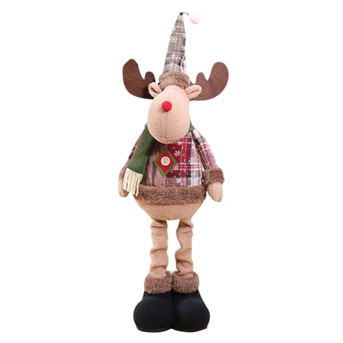 Duroecsain Weihnachtsdeko Figuren 60cm Plüsch ElchWeihnachten Ornament Lange Beine Figuren für Tisch Kamin Weihnachten Deko von Duroecsain