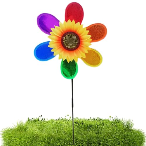 Duroecsain Windmühlen für den Garten | Reflektierende Sonnenblumen für den Außenbereich – buntes Vogelschutzgerät für Rasen, Obstgarten, Terrasse und Außenbereich Duroecsain Windmühlen für den Garten | Reflektierende Sonnenblumen für den Außenbereich – buntes Vogelschutzgerät für Rasen, Obstgarten, Terrasse und Außenbereich von Duroecsain