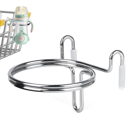 Getränkehalter für Einkaufswagen | Tragbarer Getränkehalter aus Edelstahl – Design Doppelring Multifunktional für Kaffeetasse, Becher und Flaschen Getränkehalter für Einkaufswagen | Tragbarer Getränkehalter aus Edelstahl – Design Doppelring Multifunktional für Kaffeetasse, Becher und Flaschen von Duroecsain