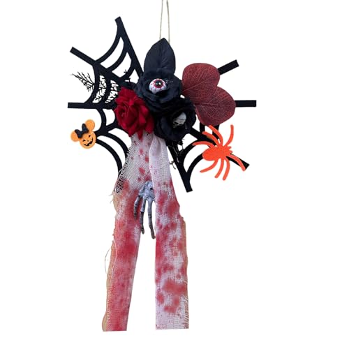 Halloween-Dekorationen – gruseliges Zubehör mit Spinne und Schädel, gruseliges Ornament für Innen Tür Fenster Wand Halloween von Duroecsain