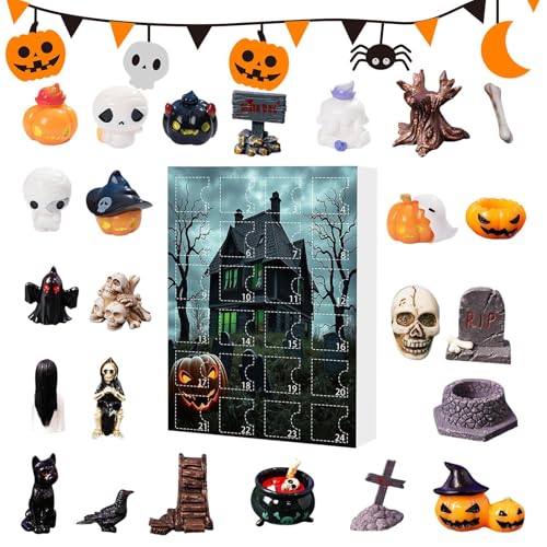 Halloween Geist Adventskalender Horror 24 teilig Halloween Kalender 2025 Home Decor für Mädchen Teenager Familie Herbstsaison von Duroecsain