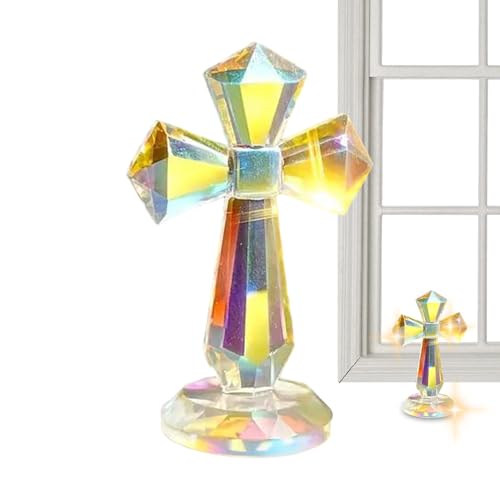 Kreuzfigur | Christliche Bürofigur 15 cm Handwerk | Tischornament in facettiertem Design 360° für Sammler katholische Familien Nachttisch Couchtisch von Duroecsain